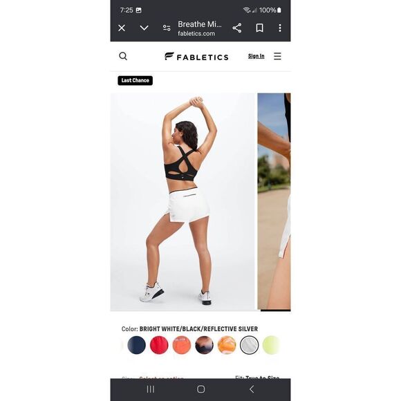 New Small  Fabletics Bright White and Black Breathe Run Shorts with Built in Pan - Picture 6 of 12